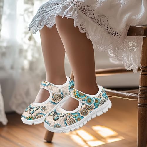 Binienty Girls Mary Jane Sneaker Casual Mesh Flat Shoes Memory Foam Slip on School Dress Shoes2