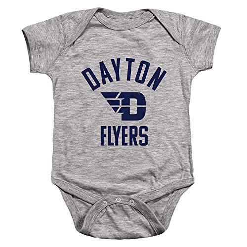 University of Dayton Official One Color Dayton Flyers Logo Unisex Infant Snap Suit for Baby, Athletic Heather, Small (6 Months)