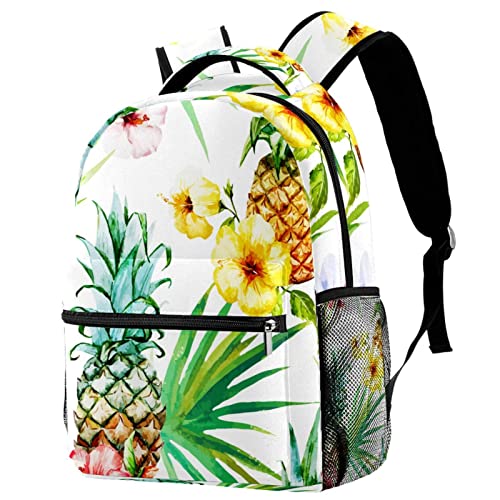Sac à dos de voyage blanc avec porte-bouteille Leisure Campus bagage cabine motif ananas