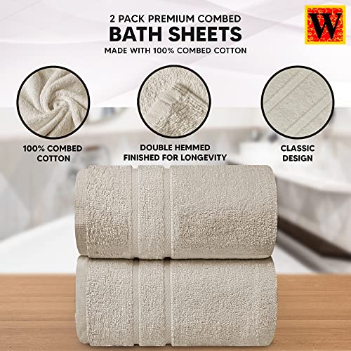 Westlane Linens 2 Jumbo Bath Sheets 100 x 150 cm - 100% Ring Spun Cotton Highly Absorbent and Quick Dry Extra Large Bath Towel - Super Soft Hotel Quality Towel - Image 3