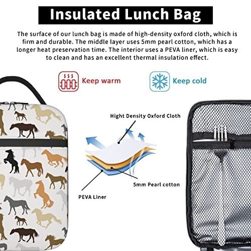 Durable Cartoon Horse Lunch Box Reusable Lunch Bag Travel Picnic Insulated Tote Handbag For Women Men And Kids #TOP4