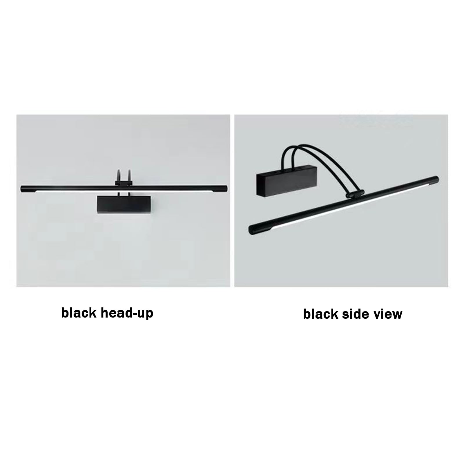 LED Spiegel Wandleuchten Schwarz Wasserdicht Wandbeleuchtung 270° Verstellbar Schwenkbar Wandlampe Acryl Minimalistisch Dekorativ Wandleuchten Interieur Badleuchte (Weißes Licht,58cm)
