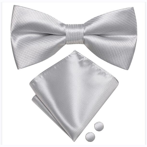 Image of Hi-Tie Bow Ties for Men Pre-Tied Pocket Square with Cufflinks Mens Bowtie Sets for Wedding Formal Party