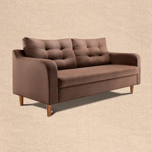 Image of Duroflex Ease Plus - 3 Seater Sofa Set for Living Room | 3 Year Warranty | Premium Wooden Frame Sofa | Anti-Pilling Fabric, Fade & Termite Resistant | Comfortable & Durable Couch - Cocoa Brown