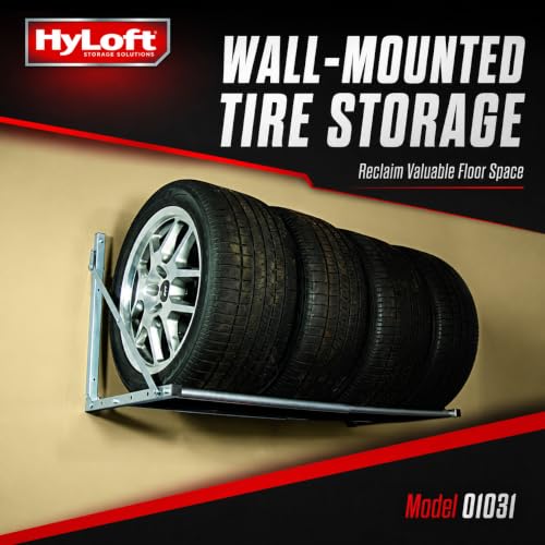 Image of HyLoft Wall-Mounted Folding Tire Storage Loft Rack