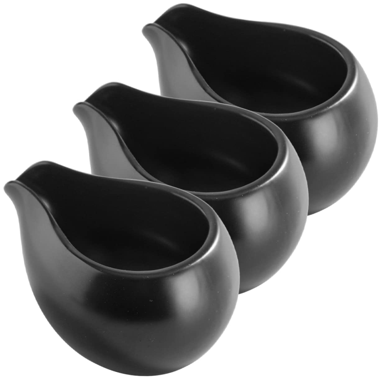 Lot de 3 Pichets à Lait en Céramique Vintage Noir pour Service
