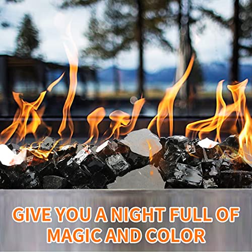 Utheer Fire Pit Rock For Fireplace, 1/2 Inch Black Reflective Fire Glass For Propane Fire Pit, Fire Pit Glass Rocks Safe For Outdoors And Indoors Gas Fire Pit, 10 Lbs #TOP2
