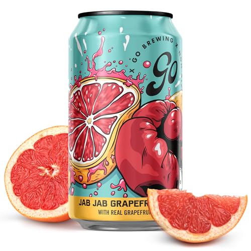 Image of Go Brewing Jab Jab Grapefruit IPA, NA Beer, 12 Pack (12 oz) | Small-Batch Craft Brew, Low-Calorie, Classic Ingredients, Bold Smooth Finish, Any Occasion
