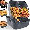 3 Pezzi Teglie Silicone per Friggitrice ad Aria, Contenitori Friggitrice ad Aria Accessori per Cecotec 5,5L, Cosori 5,5L, Philips 6,2L, Princess 6,5L, Riutilizzabile Teglia in Silicone per Air Fryer