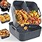 3 Pezzi Teglie Silicone per Friggitrice ad Aria, Contenitori Friggitrice ad Aria Accessori per Cecotec 5,5L, Cosori 5,5L, Philips 6,2L, Princess 6,5L, Riutilizzabile Teglia in Silicone per Air Fryer