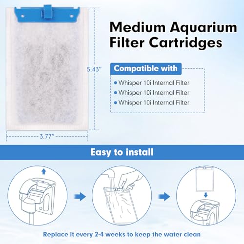 Image of fishkeeper 16 Pack Medium Filter Cartridges Compatible with Tetra Whisper Bio-Bag Filters Replacement Filter Cartridges for Whisper Filters 10i / IQ10 / PF10 and TetraFauna ReptoFilter(Ready to Use)