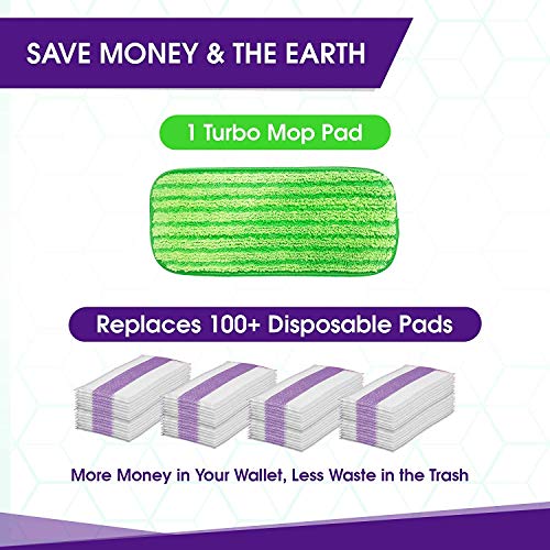 Turbo Mops Reusable Floor Mop Pads - Pack of 2, Machine Washable, 12-inch Microfiber Mop Refills - Compatible with… - Image 7