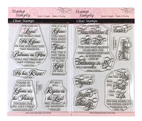 Stamp Simply Clear Stamps Easter Scripture Christian Religious (2-Pack) 4X6 Inch Sheets - 11 Pieces #TOP1