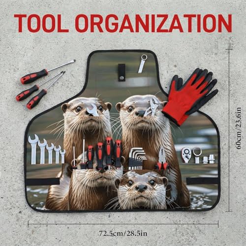 Delantal de trabajo ajustable Three Brown Otters con bolsillos miniatura 2