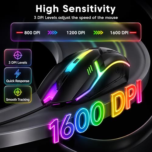 Image of Sounce Wired Keyboard & Mouse Combo, 104 Keys, 1600 DPI Mouse, LED