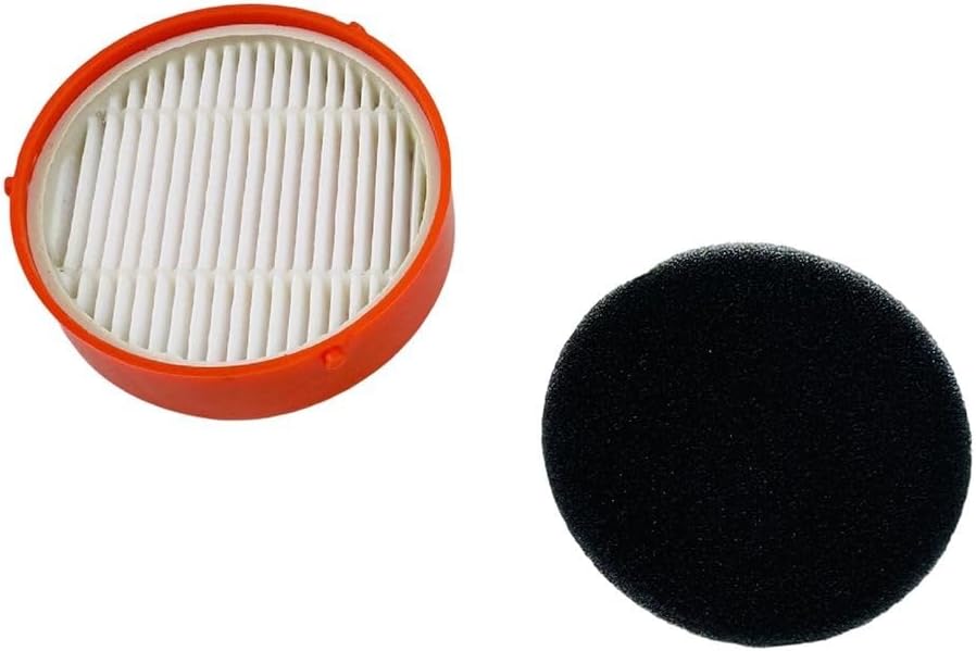 Components of the Todikaper washable filter: a circular pleated filter in an orange frame and a separate black foam filter.