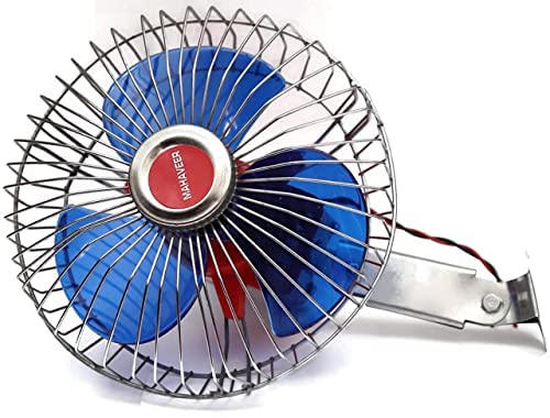 Imported Genuine 6 Inches 12 Volt DC High Speed Round Shape Desk Fan Easy to fix in multy varient With 12 Volt 1.5 Ampere Adapter + Female Cable (MULTICOLOR) (PACK OF 1)