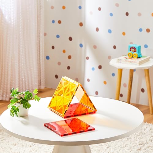 Image of Amazon Brand - Jam & Honey Magnetic Tiles Add-On for Kids | 4 Pcs Big Tile Square Foundation Set | Compatible with Magnetic Tiles | STEM Learning & Creative Construction Toy | Brain Development & Educational Play | Durable MABS Plastic with Strong Magnets | Ages 3+ Years | Multicolour | Product Dimensions: 17.5 x 15.5 x 3.5 cm