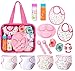 FASH N KOLOR Baby Doll Feeding Set with Doll Magic Bottles in a Baby Bag Set- 8 Piece Baby Doll Feeding Set with Baby Doll Accessories, Pretend Play Set for Kids 2+ Years