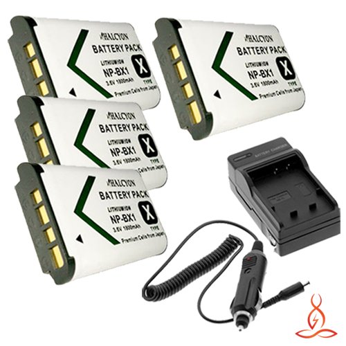 Buy Four Halcyon 1800 mAH Lithium Ion Replacement Battery and Charger Kit for Sony HDRCX240