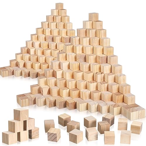 Barydat 300 Pcs 1 in Wooden Cubes Unfinished Wooden Blocks for Crafting Natural Craft Wood Square Blank Cube for DIY Project Baby Showers