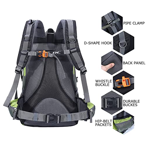 Diamond Candy Waterproof Hiking Backpack For Men And Women, Lightweight Day Pack For Travel Camping, Green, 40L #TOP2