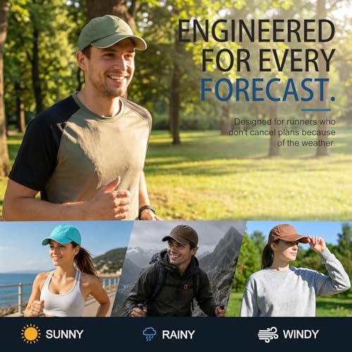 Image of Mens Waterproof Baseball Cap Womens Rain Hat Quick Dry Running Hat with Sweatband Outdoor Golf Breathable Sports Cap