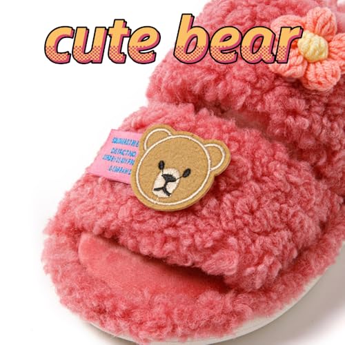 Double Bar Slippers Cartoon Slippers for Women Open-Toe Cotton Slippers Winter Slippers Home Slippers Indoor Slippers Fuzzy Warm Plush Slippers2