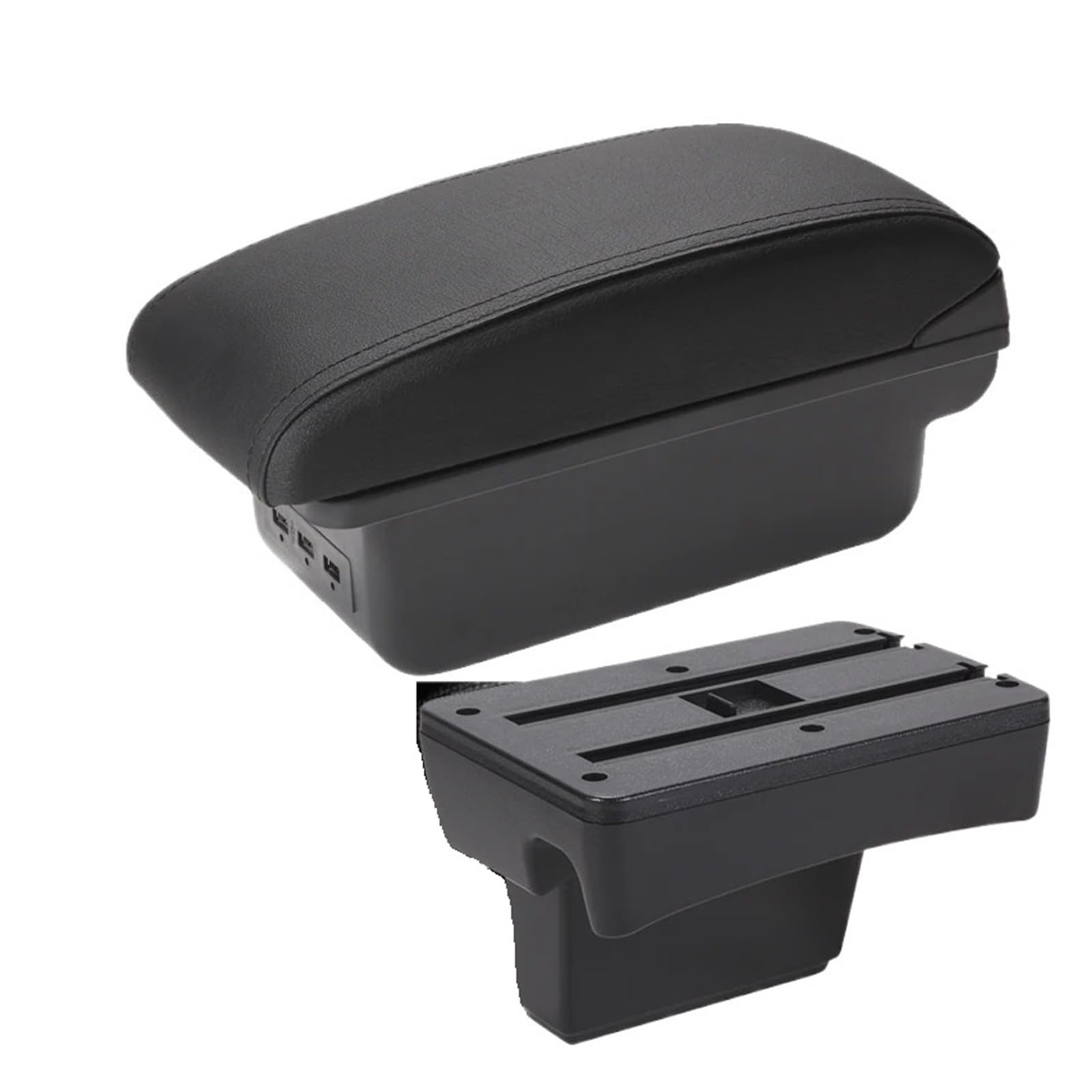 Hguvsjd Armrest Box For Peugeot 307 CC Armrest Convertible Storage Box Interior Retrofit Dedicated Car Armrests(B Black line 3USB)