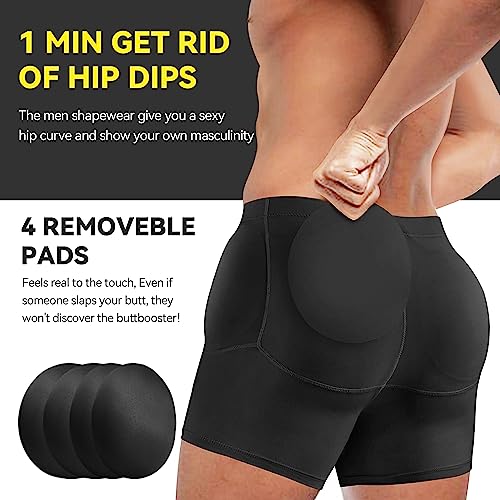 Men Butt Padded Underwear for Big Butt Enhance Men Shapewear Boxer Short Briefs with 4 Detachable Pads2