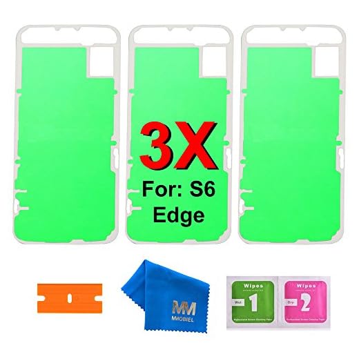 MMOBIEL 3 x batteri bakstycke självhäftande klistermärke kompatibel med Samsung Galaxy S6 Edge G925 serien ALL CARRIERS