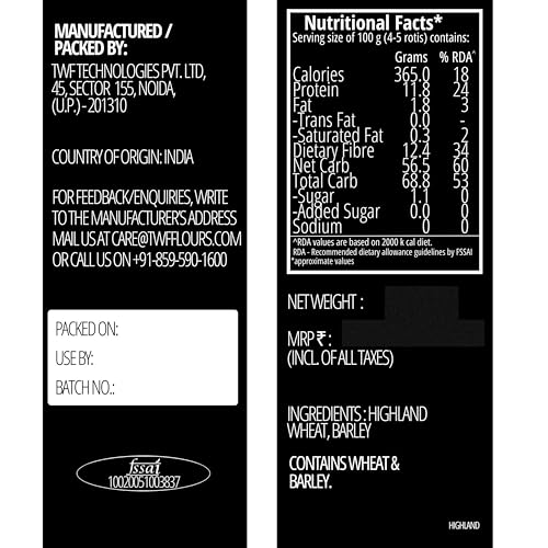 Image of TWF Premium Sharbati Atta | Highland Flour | 20 Kg | 100% Madhya Pradesh Sharbati | MP Chakki Atta | With Bran and Germ | No Bleach | No Preservatives or Artificial Flavors