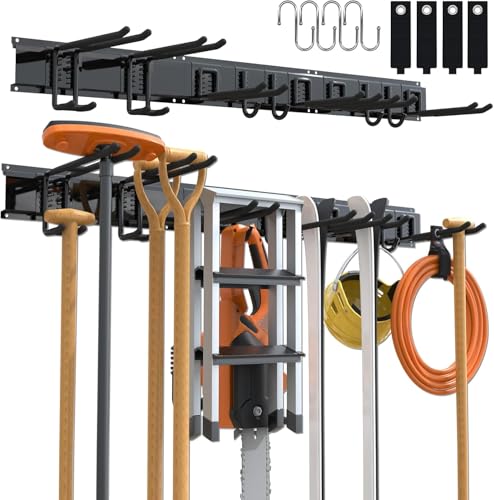 3-H Garage Aufbewahrung,120cm Einstellbar 10 Wandhaken Garagen und 4 S...