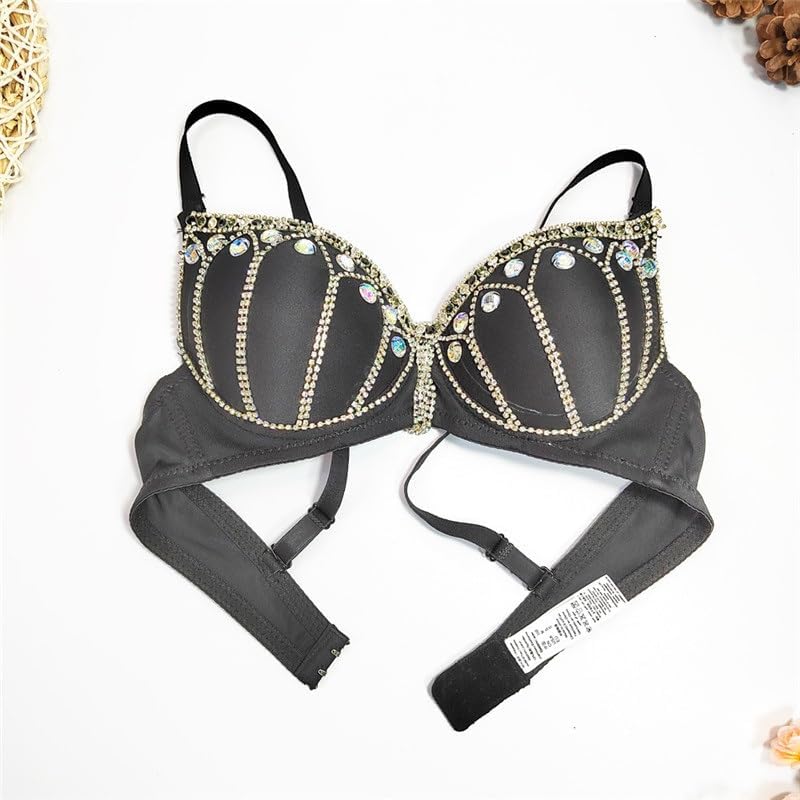 Sexy Corset Bra Short Rhinestone Beaded Vest Club Party Glitter Tight Chain Top Bra Women