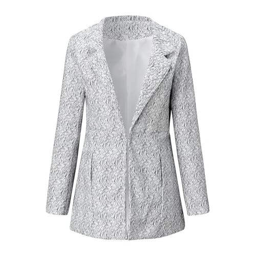 Upliftjoys Jacket, Datebacko Women's Solid Color Pocket Long Sleeve Open Front Coat, Casual Suit Jacket3