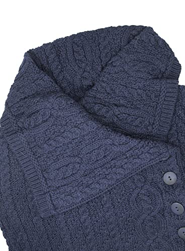 Aran Crafts Women's Cable Knit Soft Collar 3 Button Coat (100% Merino Wool)3