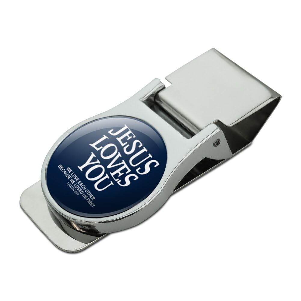 GRAPHICS & MORE Jesus Loves You First Satin Chrome Plated Metal Money Clip