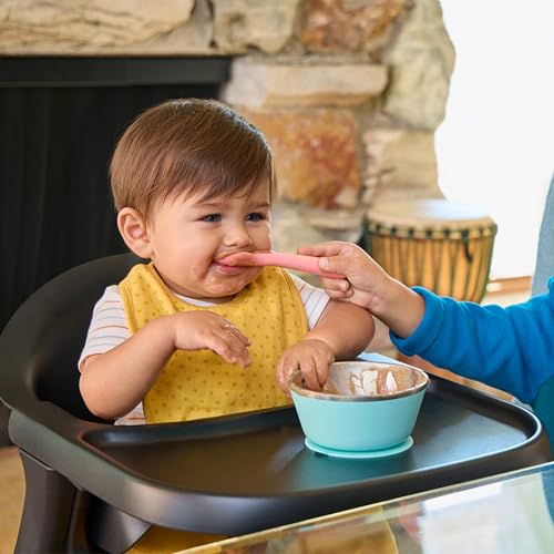Munchkin Float Baby High Chair, Foldable and Easy to Clean, for Babies and Toddlers, Black with Wooden Legs