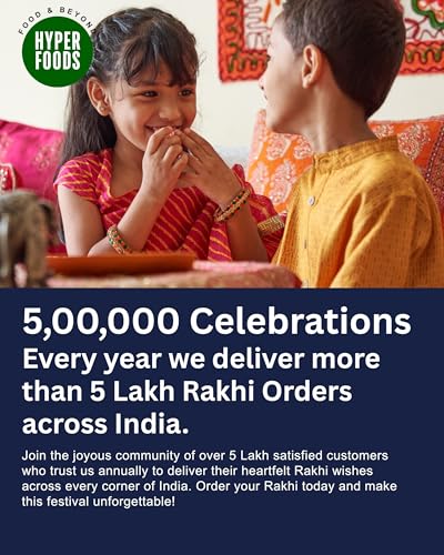 Image of Hyperfoods Rakhi with Chocolate Gift Hampers For Brother Raksha Bandhan Gift Hamper Little Joy Box Nuts and Dates Bar 160g with Ganesha Rakhi Roli & Rice Chocolates Gift Pack Rakhis with Gift Hamper For Brother