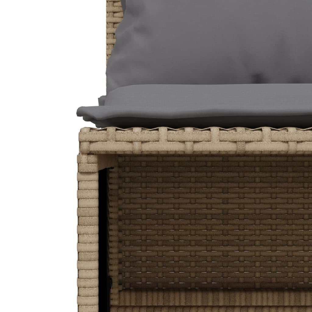 4-TLG. Garten-Sofagarnitur mit Kissen Beige Poly Rattan, Outdoor-Möbel PE-Rattan Sofa Set inklusive Hocker, Wetterbeständige Polsterauflagen und Abnehmbare Bezüge