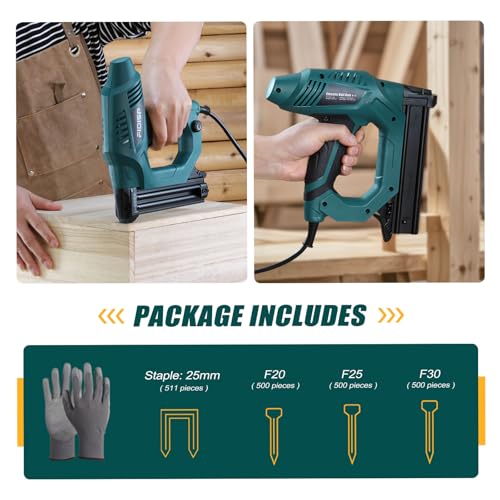 Image of FIDISP Electric Nail Gun 18 Gauge, Heavy-Duty 2 in 1 Brad Nailer & Staple Gun -120V, Includes 2000 Pcs Brad Nails + Crown Staples for Carpentry, Upholstery, DIY