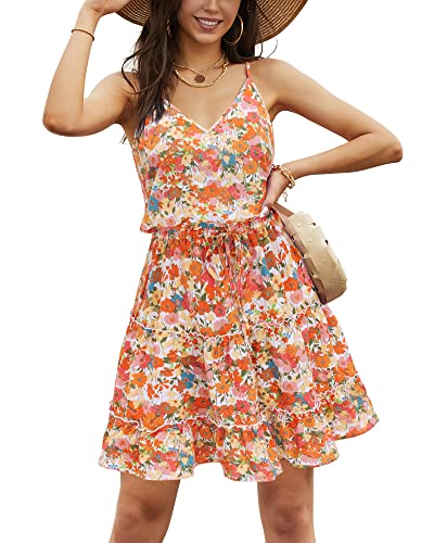 Image of Newshows Women's Summer Casual Dress Cute A Line Ruffle Hem Flattering Fit Beach Vacation Sundress