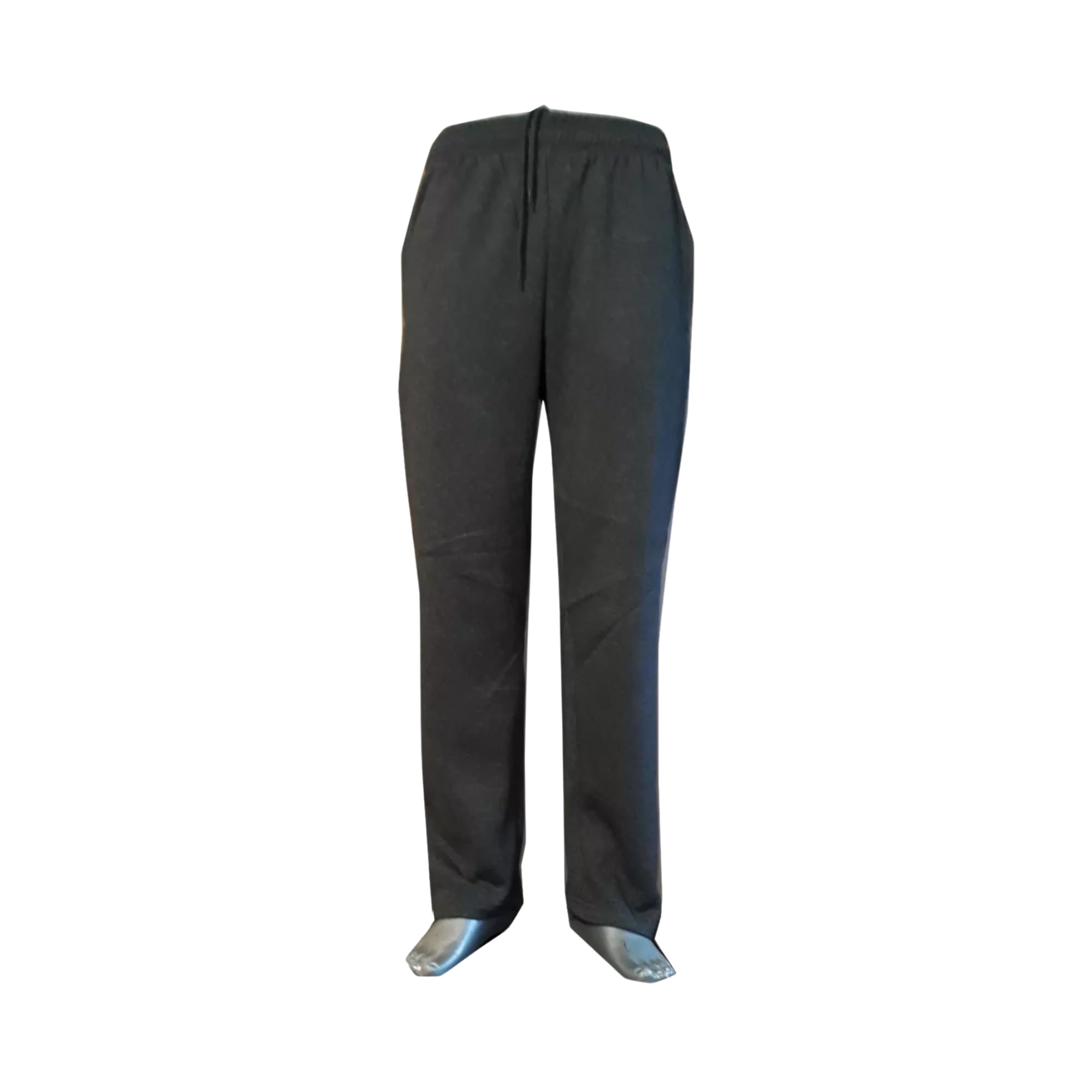 Open Hem 25 Length Fleece Jogging Bottoms Sports Joggers Length Zip Pocket (Grey, Large 27 Leg)