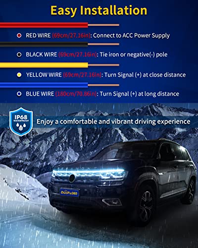 Image of Exterior Car LED Hood Light Strip,Dual Color Dynamic Scan Start Up Hoodbeam Kit,Led Daytime Running Lights Ice Blue&Amber Switchback Sequential Turn Signal Lights for Cars, Trucks,SUV(59inch /1set)