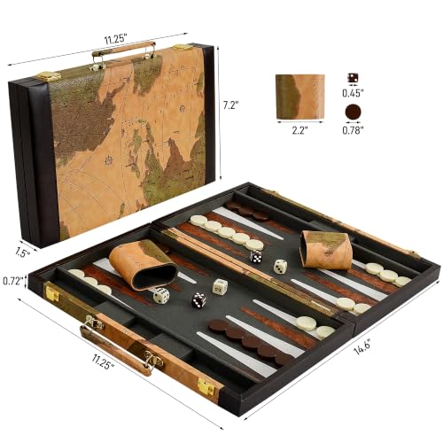 Backgammon Classic tablero de viaje 15" en cuero miniatura 2