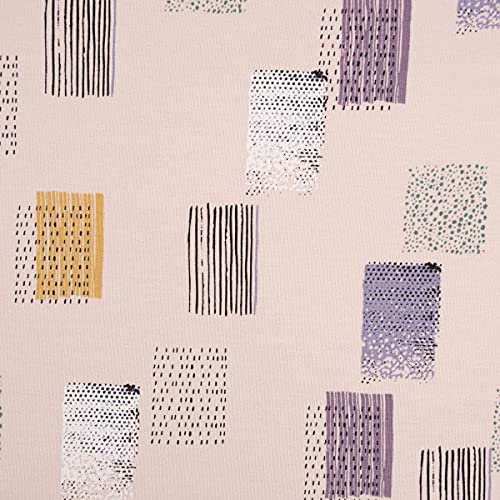 French Terry Organic tissu bio à rayures rose violet noir de 1,45m de large