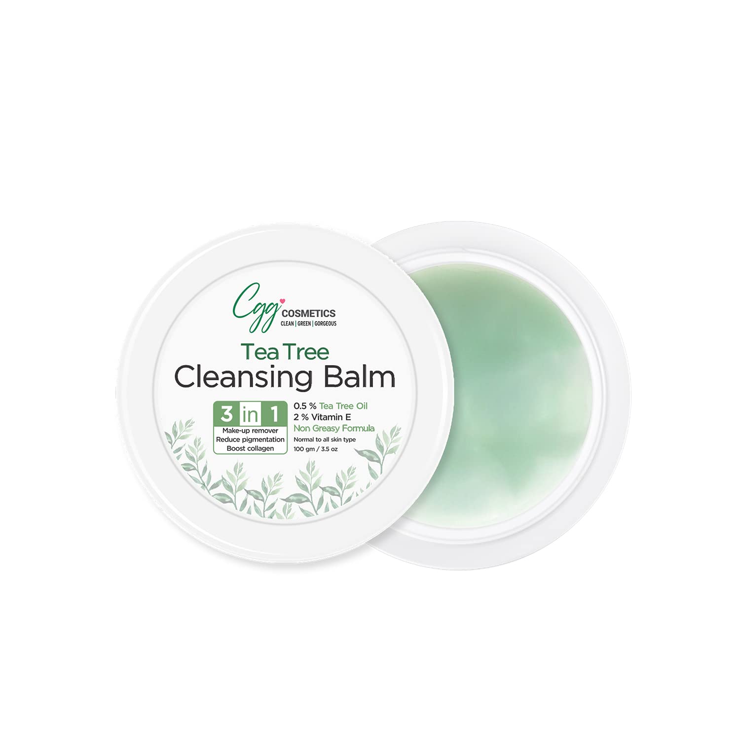 CGG Cosmetics Tea Tree Cleansing Balm With Tea Tree Oil & Vit-E, Makeup Remover- All Skin Types – 100gm
