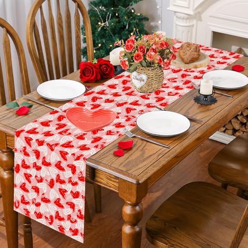 Pwsap Coeur d'amour Rouge Chemin de Table, 143 Love Chemin de Table de Saint Valentin,...