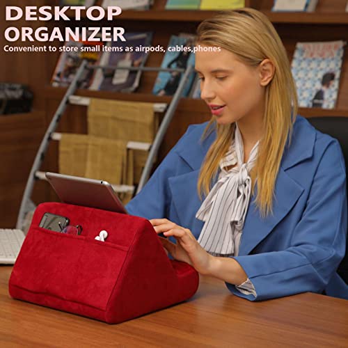 Macl Tablet Pillow Stand, Multi-Angle Pad Pillow Holders For Lap, Pad Bed Stand Phone Holder, Soft Book Holders For Hands Free, Tablet Stands With Pocket For Pad, Kindle, Phones In Sofa, Bed, Desk #TOP5