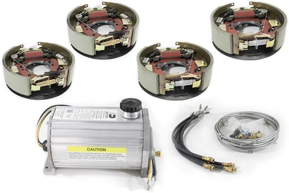 Electric/Hydraulic Drum Brake Conversion Kit for Dexter & Lippert 10K General Duty Axles 12-1/4"x 3-3/8" Shoes 7-Bolt Mount Tandem Axle Kit Includes Actuator